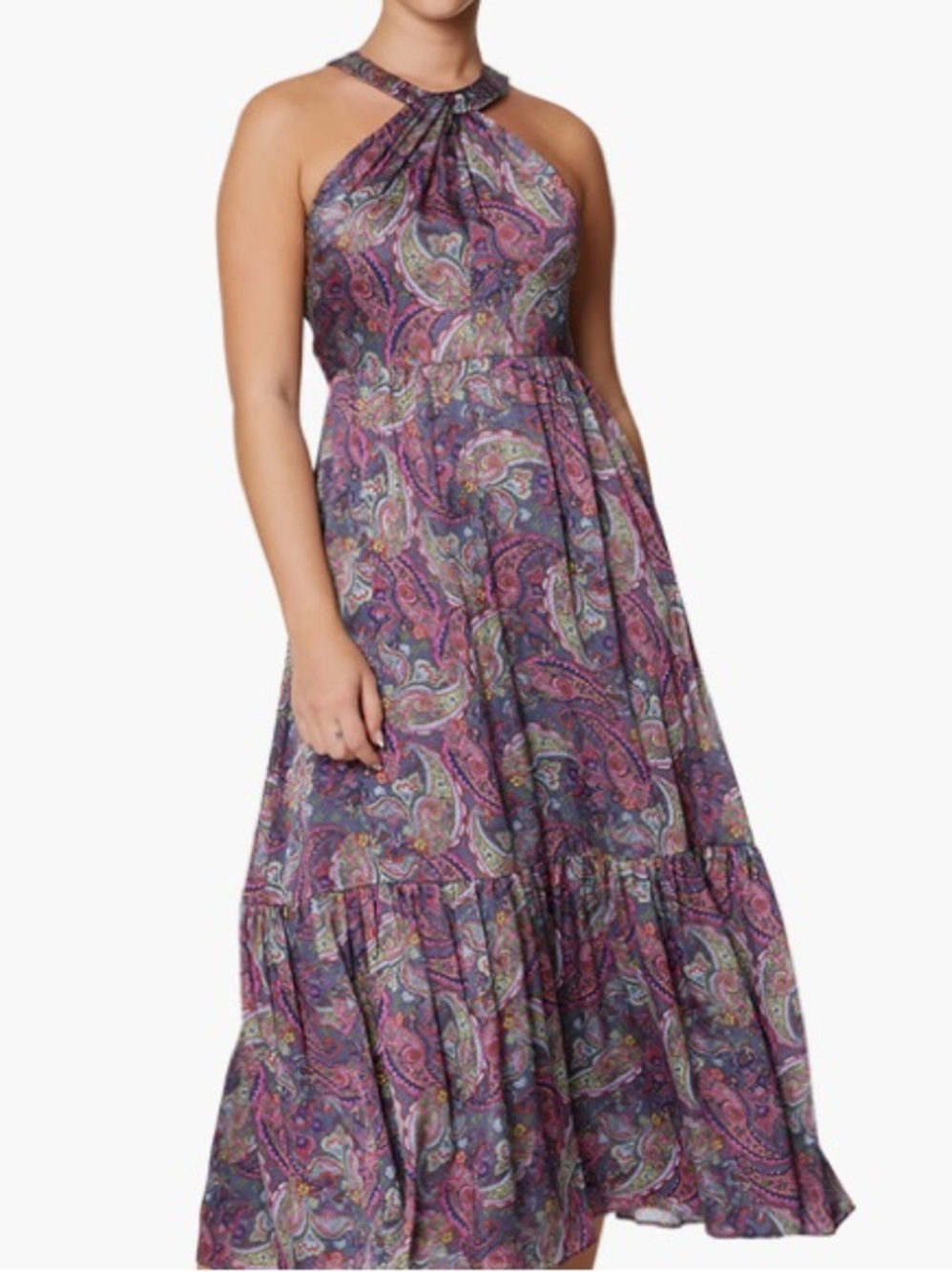 Laundry by Shelli Segal paisley halter ruffle midi maxi sleeveless boho dress 12